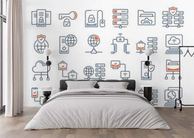 Set Vector Line Icons of Internet Technology Wall mural