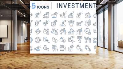 Set Vector Line Icons of Investment Wall mural