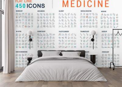 Set Vector Line Icons of Medicine Wall mural