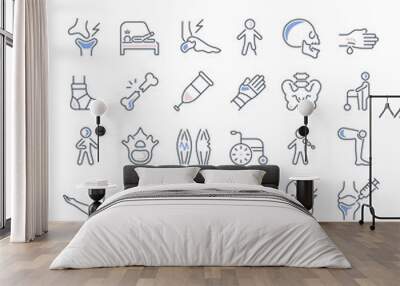 Set Vector Line Icons of Traumatology. Wall mural