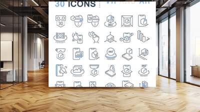 Set Vector Line Icons of VR and AR Wall mural