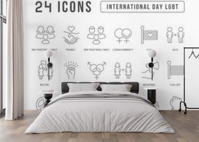 Vector Line Icons of International Day LGBT Wall mural