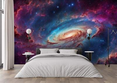 beautiful and epic colorful galaxy vortex photos made by AI generative Wall mural