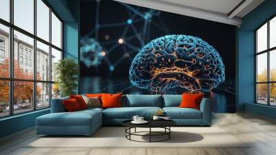 illustration photo of human brain made by AI generative Wall mural