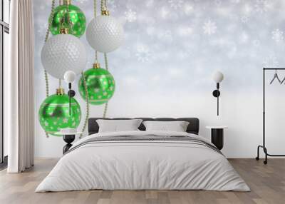 christmas and golf balls on bokeh background. 3D illustration Wall mural