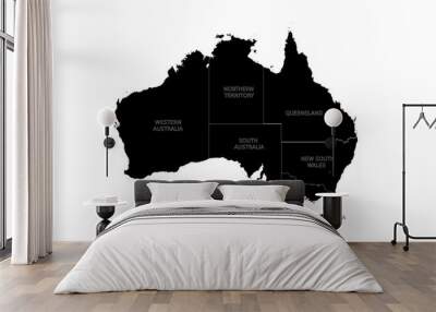 australian map, map of australia continent, vector map of the australia with each state names Wall mural