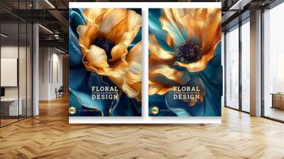 Abstract luxury flower art cover design template set, save the date design, print, cover, banner and invitation, Vector illustration, abstract background for social media stories, save the date Wall mural