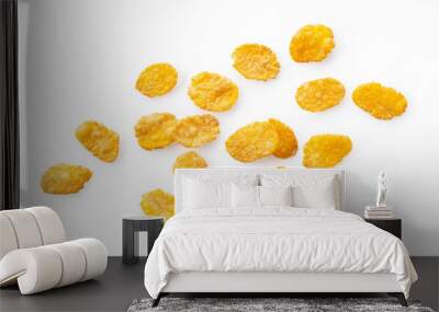 Cornflakes placed on a white background. Wall mural