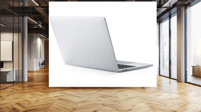 Rear view of the open laptop, silver aluminum body. Wall mural