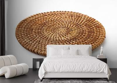 Round woven placemats on a white background Wall mural