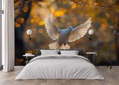 White Dove In Flight Wall mural