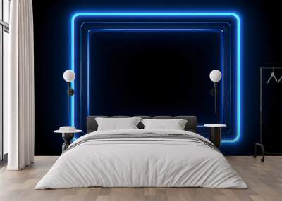 Blue neon frame background Wall mural