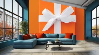 Elegant orange gift box Wall mural