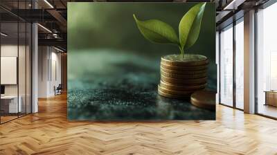 Gold coins, financial planning theme Wall mural