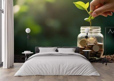 Money plant growing - investment concept Wall mural