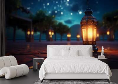 Ramadan background with mosque or lantern illustration Wall mural