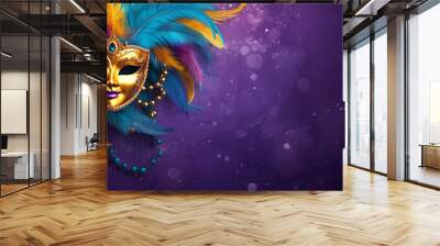 Top view of ornate Venetian carnival mask Wall mural