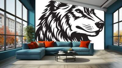 wolf head silhouette vector image, vector artwork of a wolf head Wall mural