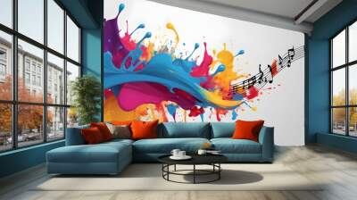 abstract colorful splash and smoke background making music express as color  Wall mural