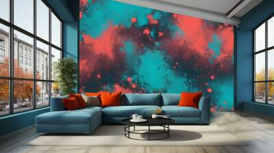 turquoise, coral, glowing rough grainy gradient background, noise texture wallpaper Wall mural