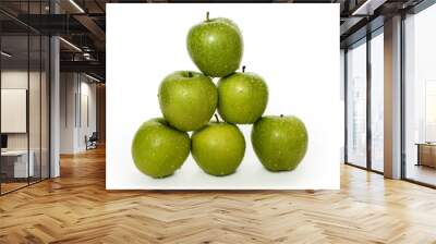 Pyramid of green apples Wall mural