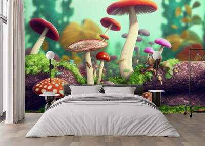 magic mushroom in the enchanted forest of the eden Wall mural