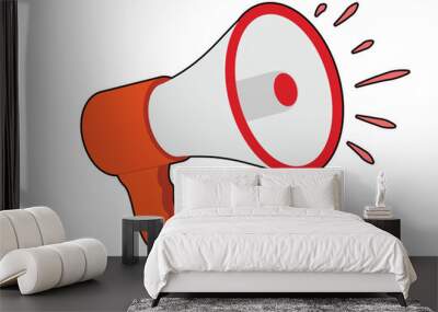 Megaphone flat icon,  Megaphone vector Illustration, Concept of join us, job vacancy and announcement in modern flat cartoon style design Wall mural