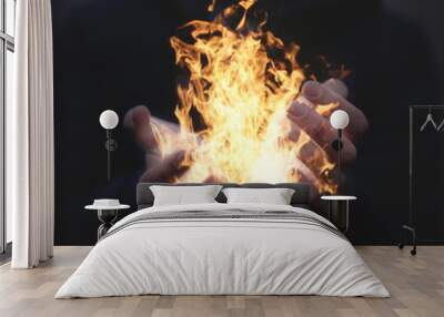 Hands holding fire Wall mural