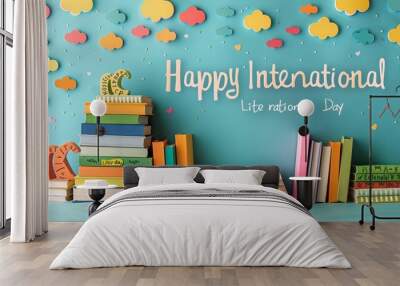 A Colorful Photo of an International Literacy Day Poster Background with the Text 