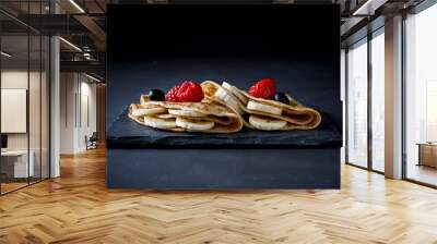 Crepe with banana, strawberry and chocolate Wall mural