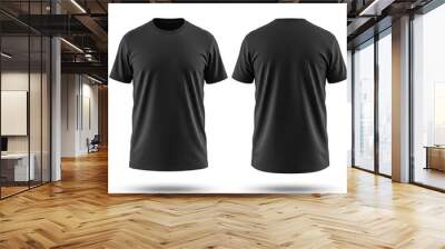 black t shirt mockup front and back view  isolated on white background 3d render Wall mural