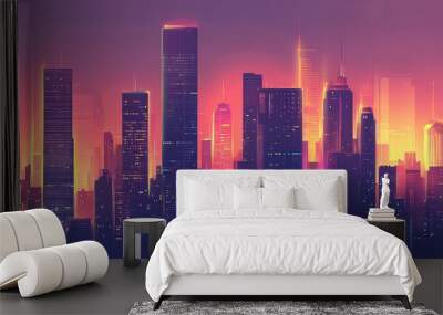 Background of a contemporary city with skyscrapers. Vector Wall mural