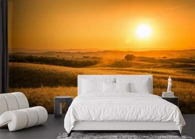 Golden tuscan sunset Wall mural