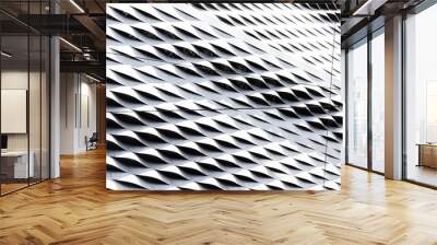 Abstract regular wavy pattern in silver steel sheet cladding Wall mural