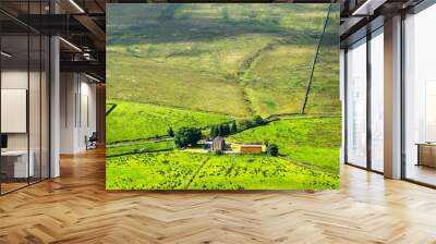 Farms over North Pennines, Cumbria, Durham, Northumberland, North Yorkshire, England Wall mural