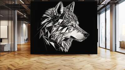 wolf head silhouette Wall mural