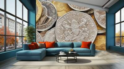 Close up picture of Kenyan shilling, shallow depth of field. Wall mural