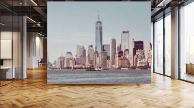 New York City skyline on a sunny day, retro color toning applied, USA. Wall mural