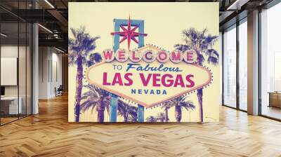 Retro vintage toned Welcome To Las Vegas Sign, USA. Wall mural