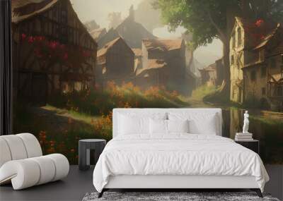 medieval old town street landscape Wall mural