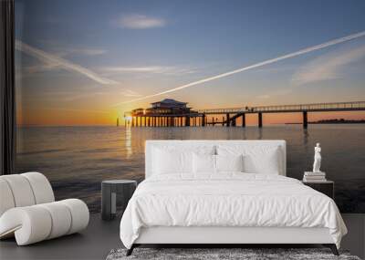 sunset on the pier Wall mural