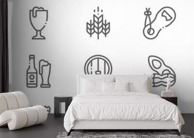 9 beer icons pack. trendy beer icons on white background. thin outline line icons such as bar, peanut, wheat . beer icon set for web and mobile. Wall mural