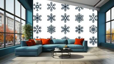 snowflakes thin line icon set such as pack of simple snowflake, snowflake, snowflake, icons for repo Wall mural