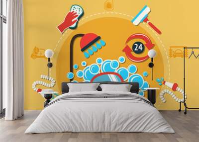 24h Car Wash Composition Wall mural