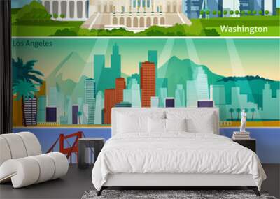 American Cityscapes Banners Set Wall mural