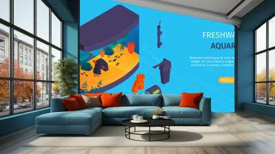 Aquarium Isometric Banner Wall mural