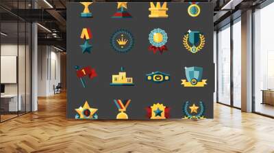 Award icons set Wall mural