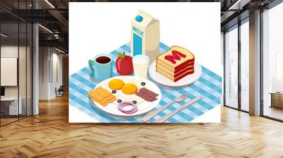 Breakfast Isometric Composition Wall mural