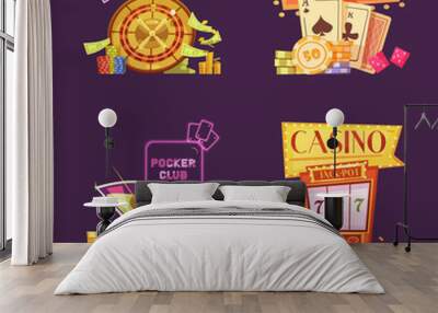 Casino Retro Cartoon 2x2 Icons Set  Wall mural