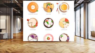 Cheese Types Flat Set Wall mural